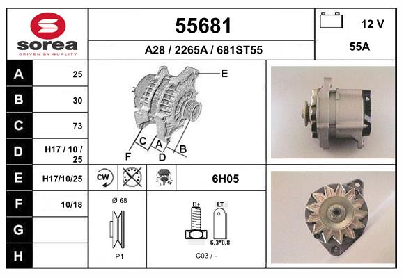 Generator / Alternator 55681 EAI