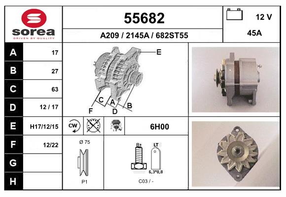 Generator / Alternator 55682 EAI