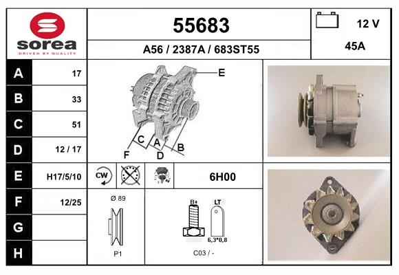 Generator / Alternator 55683 EAI