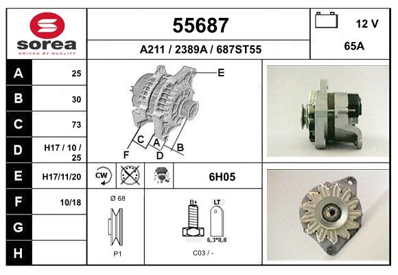 Generator / Alternator 55687 EAI