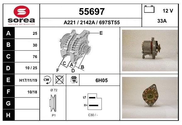 Generator / Alternator 55697 EAI