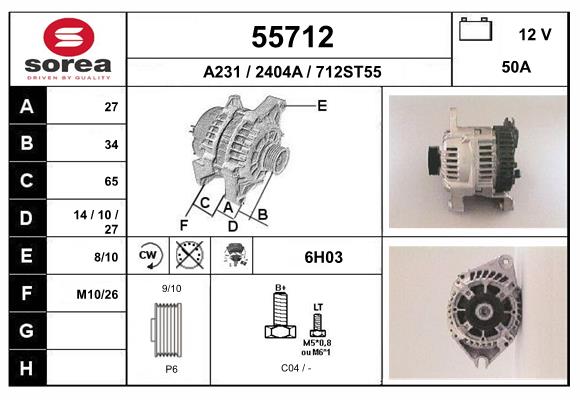 Generator / Alternator 55712 EAI