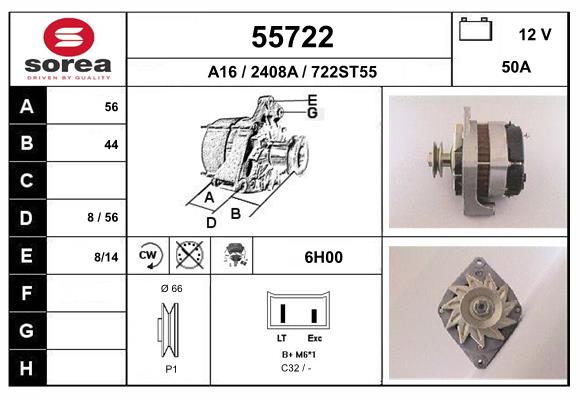 Generator / Alternator 55722 EAI