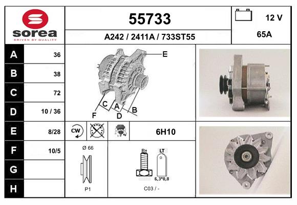 Generator / Alternator 55733 EAI