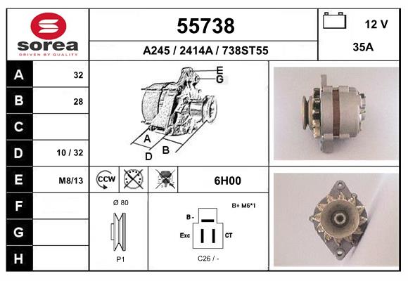 Generator / Alternator 55738 EAI