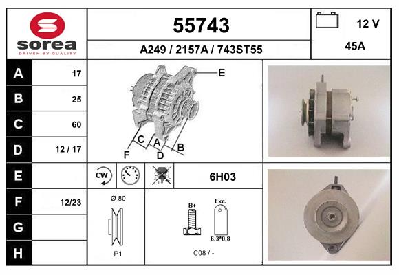 Generator / Alternator 55743 EAI
