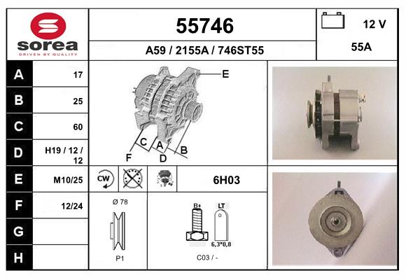Generator / Alternator 55746 EAI