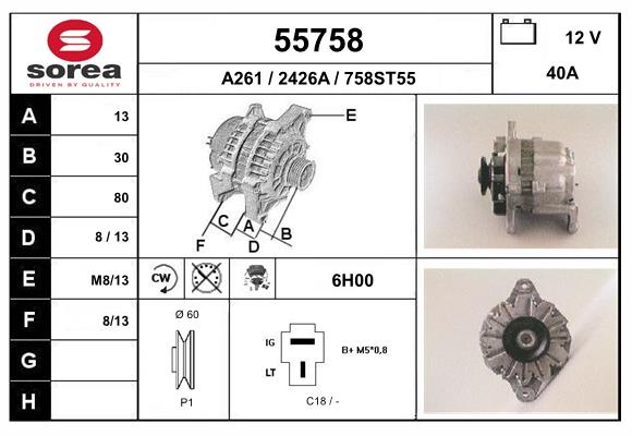 Generator / Alternator 55758 EAI