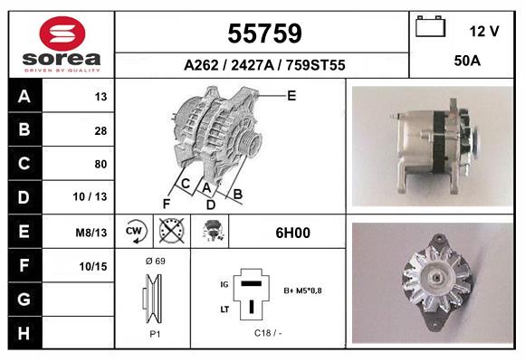 Generator / Alternator 55759 EAI