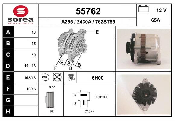 Generator / Alternator 55762 EAI