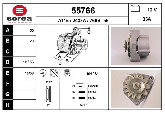 Generator / Alternator 55766 EAI