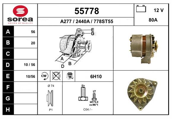 Generator / Alternator 55778 EAI