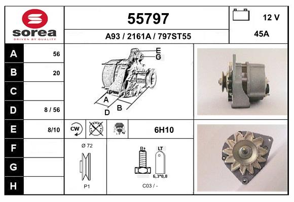 Generator / Alternator 55797 EAI
