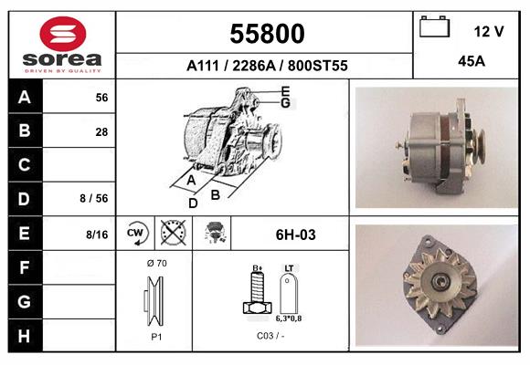 Generator / Alternator 55800 EAI