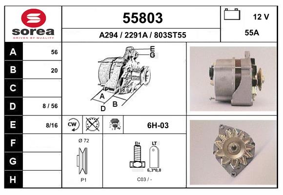 Generator / Alternator 55803 EAI