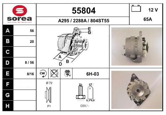 Generator / Alternator 55804 EAI