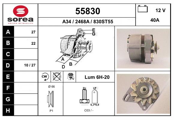 Generator / Alternator 55830 EAI