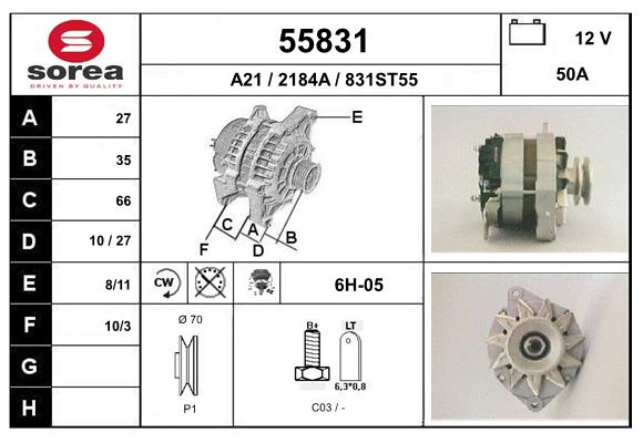 Generator / Alternator 55831 EAI