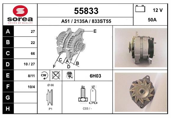 Generator / Alternator 55833 EAI