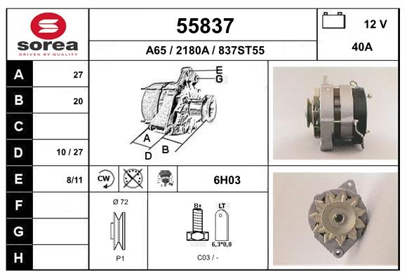 Generator / Alternator 55837 EAI
