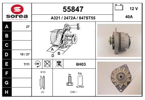 Generator / Alternator 55847 EAI