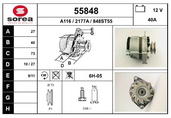 Generator / Alternator 55848 EAI