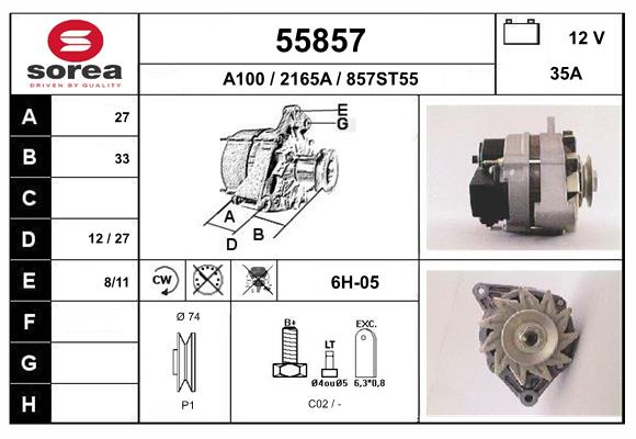 Generator / Alternator 55857 EAI