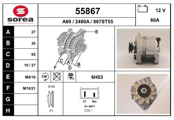 Generator / Alternator 55867 EAI