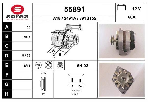 Generator / Alternator 55891 EAI