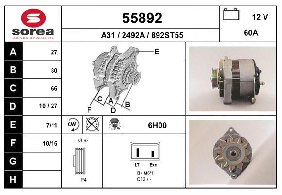 Generator / Alternator 55892 EAI