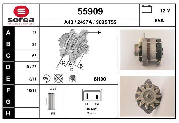 Generator / Alternator 55909 EAI