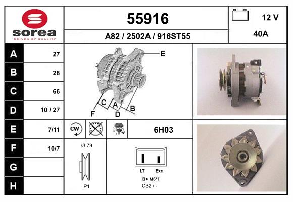 Generator / Alternator 55916 EAI