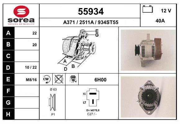 Generator / Alternator 55934 EAI