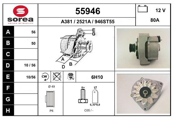 Generator / Alternator 55946 EAI