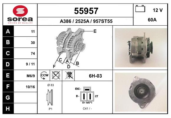 Generator / Alternator 55957 EAI