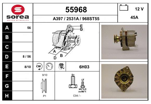 Generator / Alternator 55968 EAI