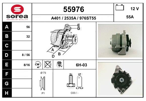 Generator / Alternator 55976 EAI