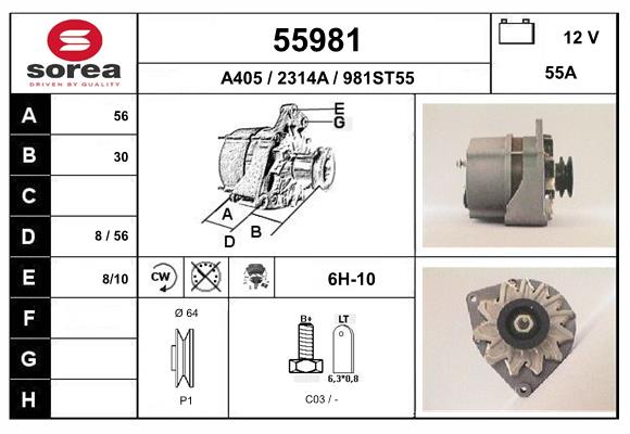 Generator / Alternator 55981 EAI