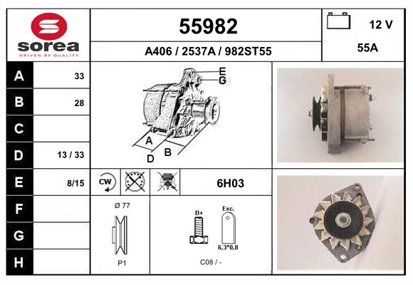Generator / Alternator 55982 EAI