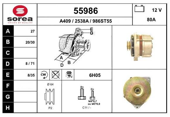 Generator / Alternator 55986 EAI