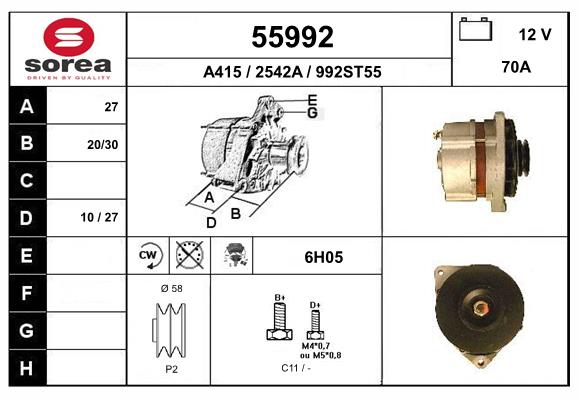 Generator / Alternator 55992 EAI