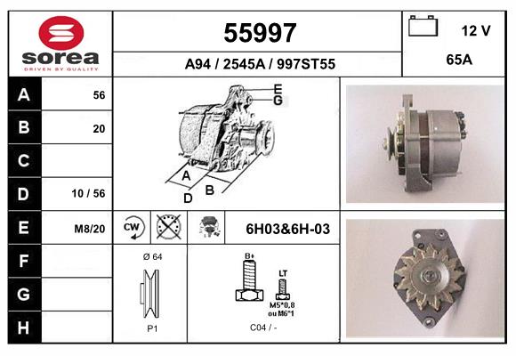 Generator / Alternator 55997 EAI