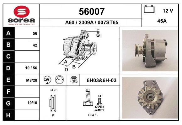 Generator / Alternator 56007 EAI