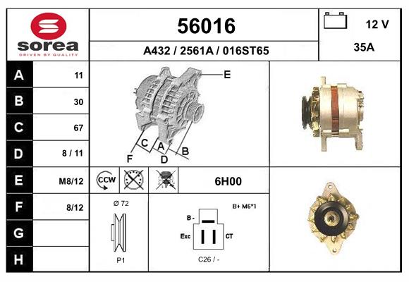 Generator / Alternator 56016 EAI