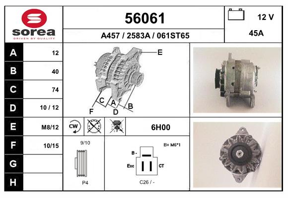 Generator / Alternator 56061 EAI