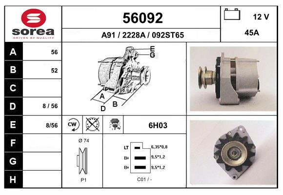Generator / Alternator 56092 EAI