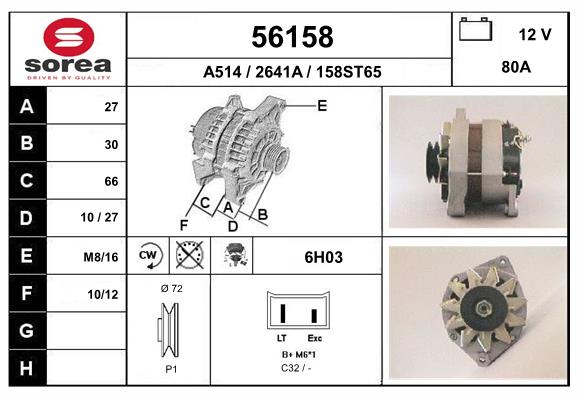 Generator / Alternator 56158 EAI