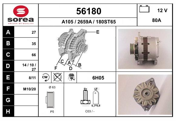 Generator / Alternator 56180 EAI