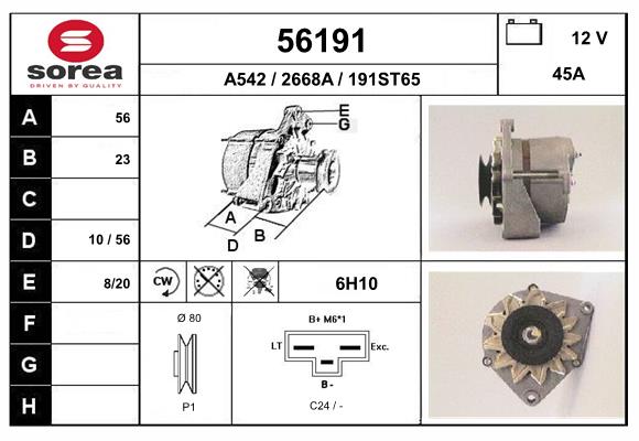 Generator / Alternator 56191 EAI