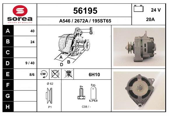 Generator / Alternator 56195 EAI